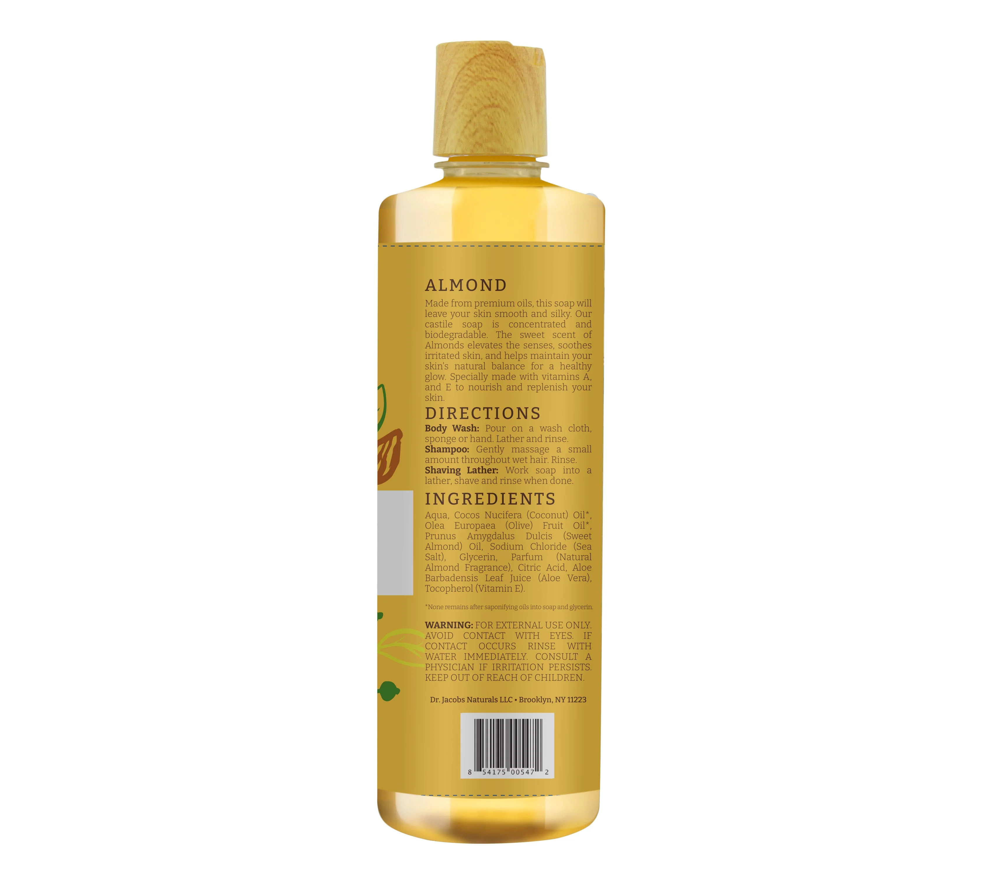 Almond Castile Soap Body Wash - 32 oz - Image 6