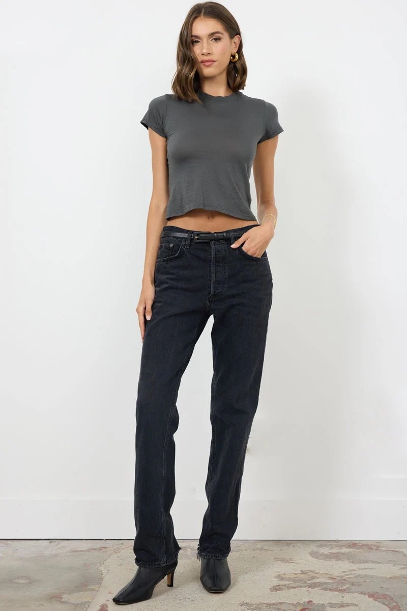 Basic Fitted Crop Cotton Tee - Image 3