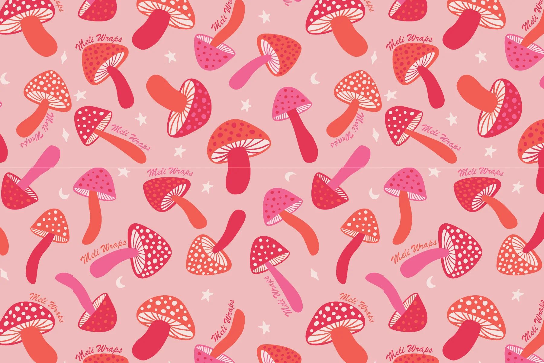 Beeswax Food Wrap - Pink Mushroom Print - Image 2