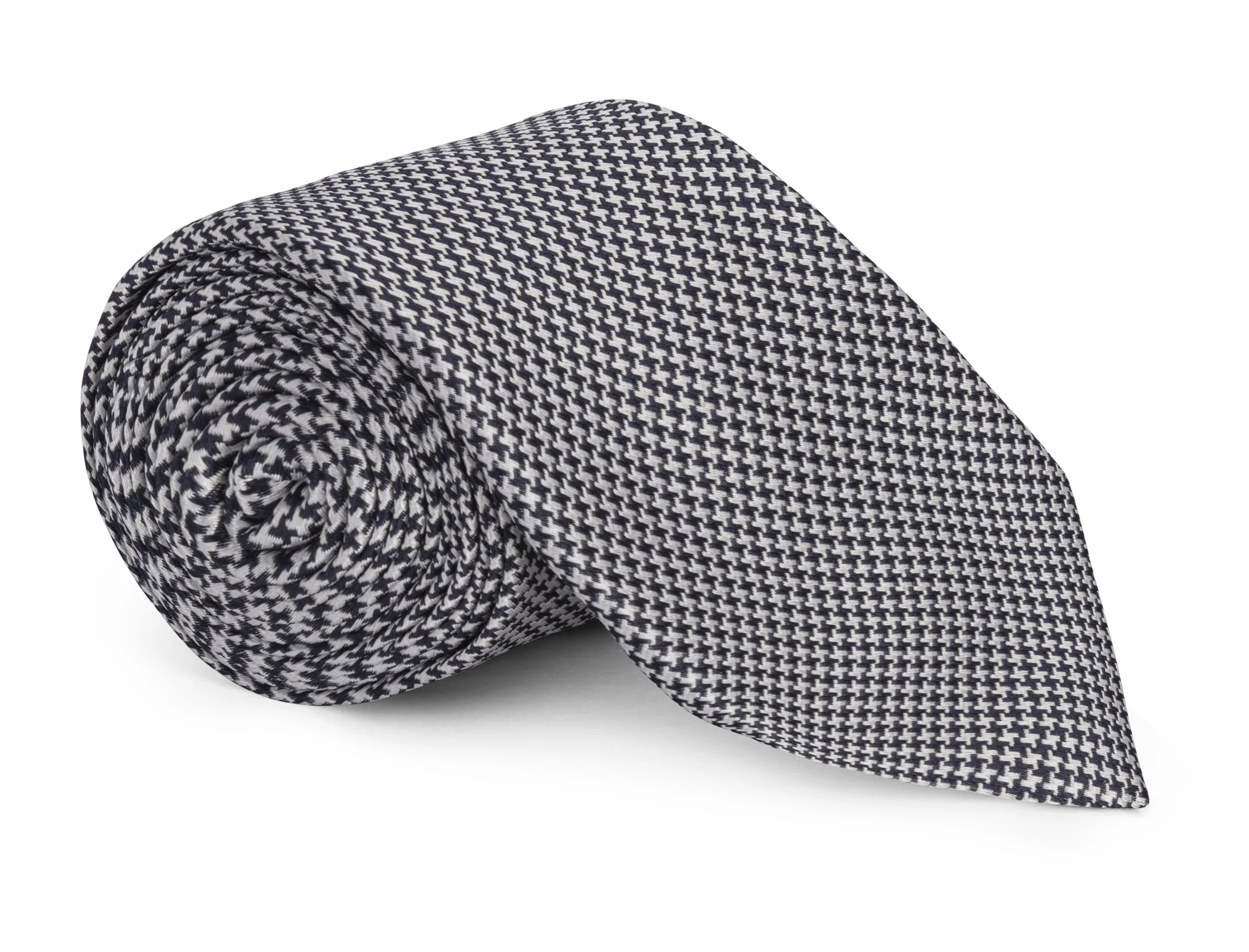 Handmade Benton Black & White Houndstooth Tie - Silk