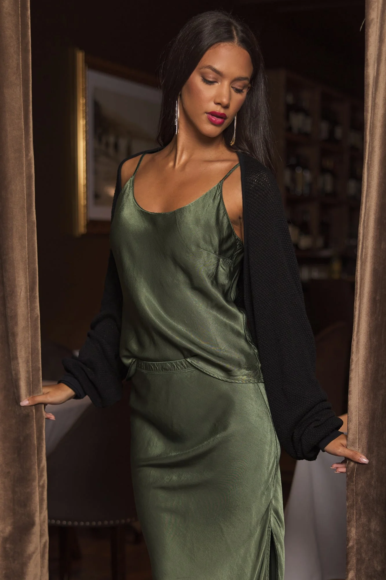 Cecilia You Back Satin Tank w/Adjustable Straps
