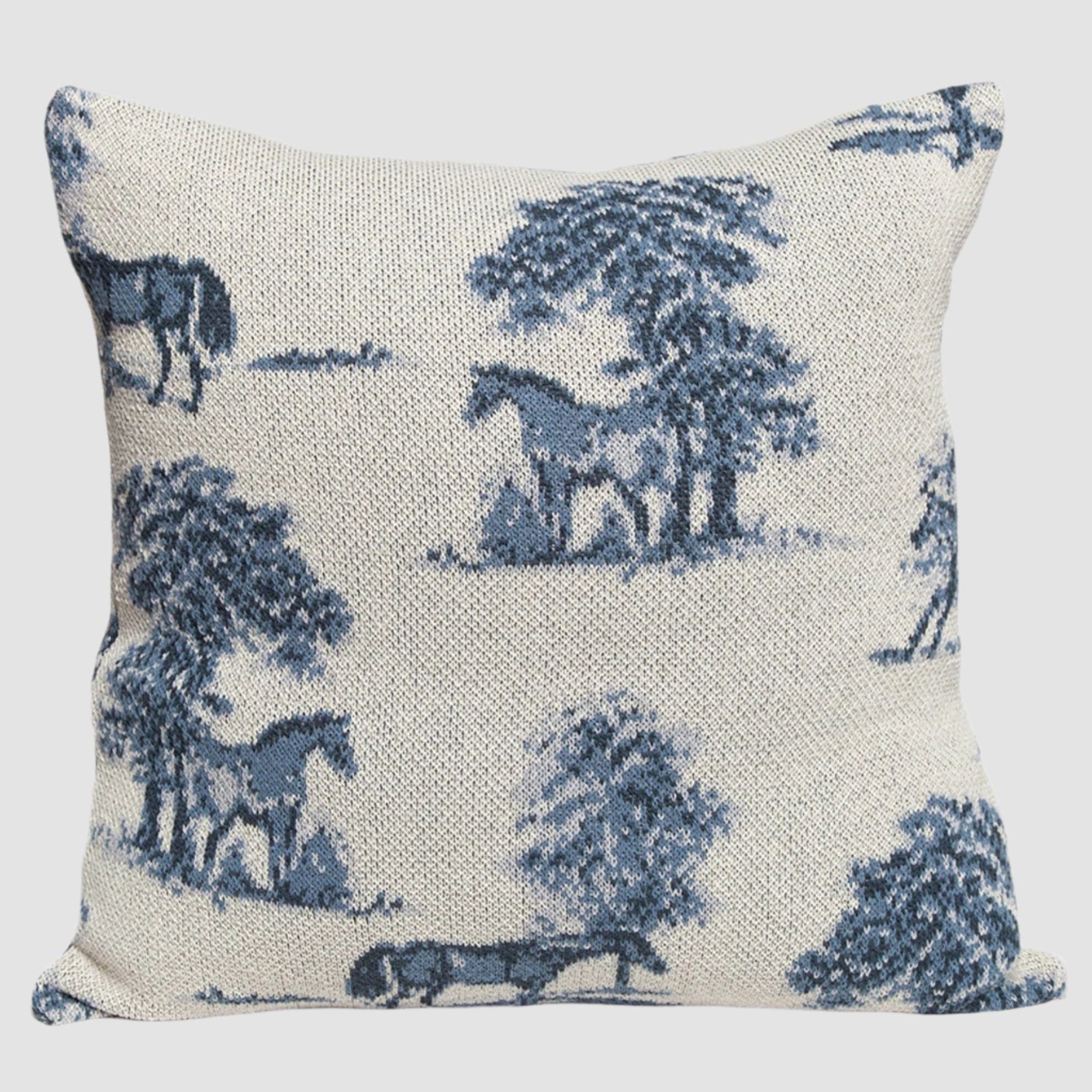 Sustainable Knit Pillow - Equestrian Toile Design - Image 4