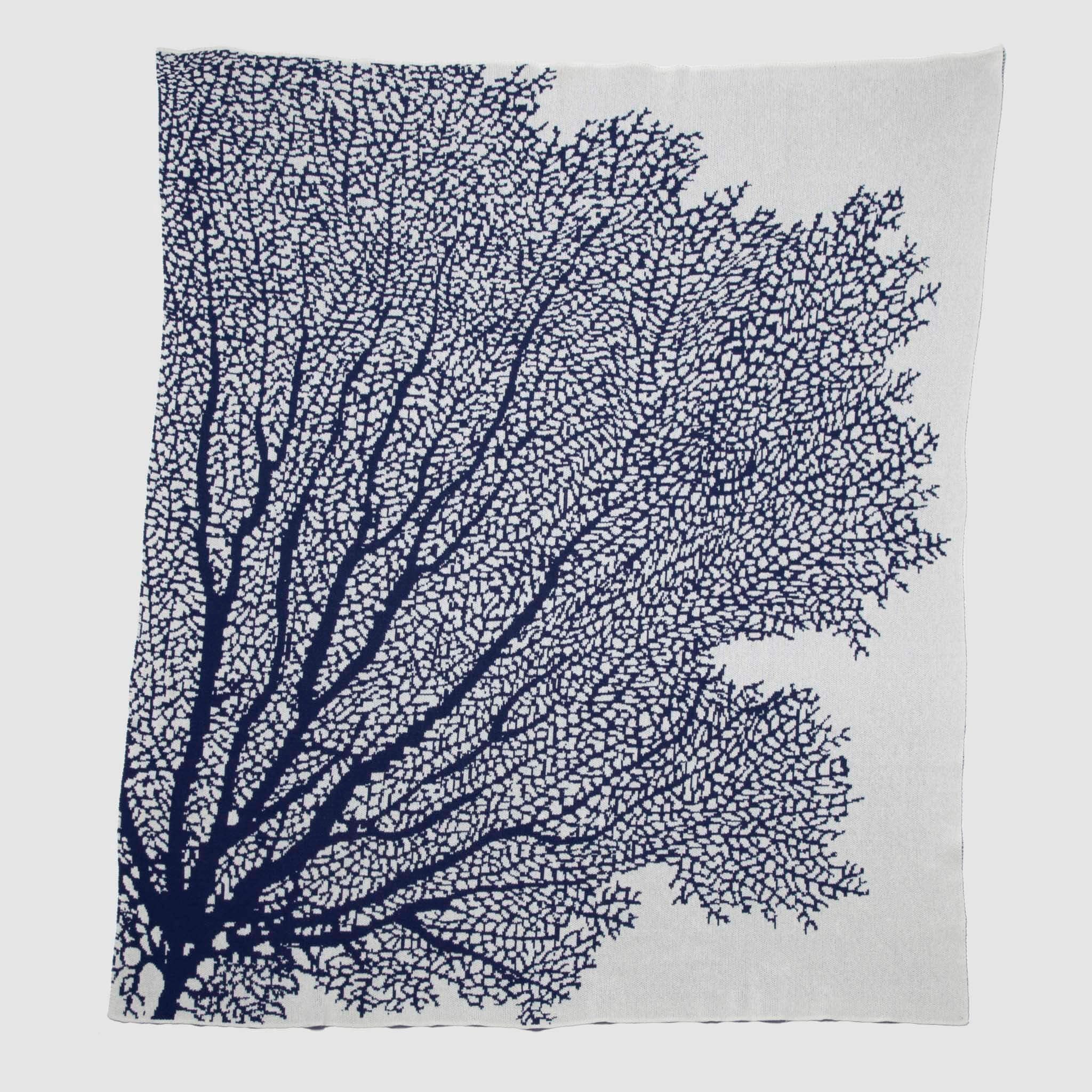 Cotton Sustainable Knit Throw Blanket - Coastal Fan Coral - Image 6