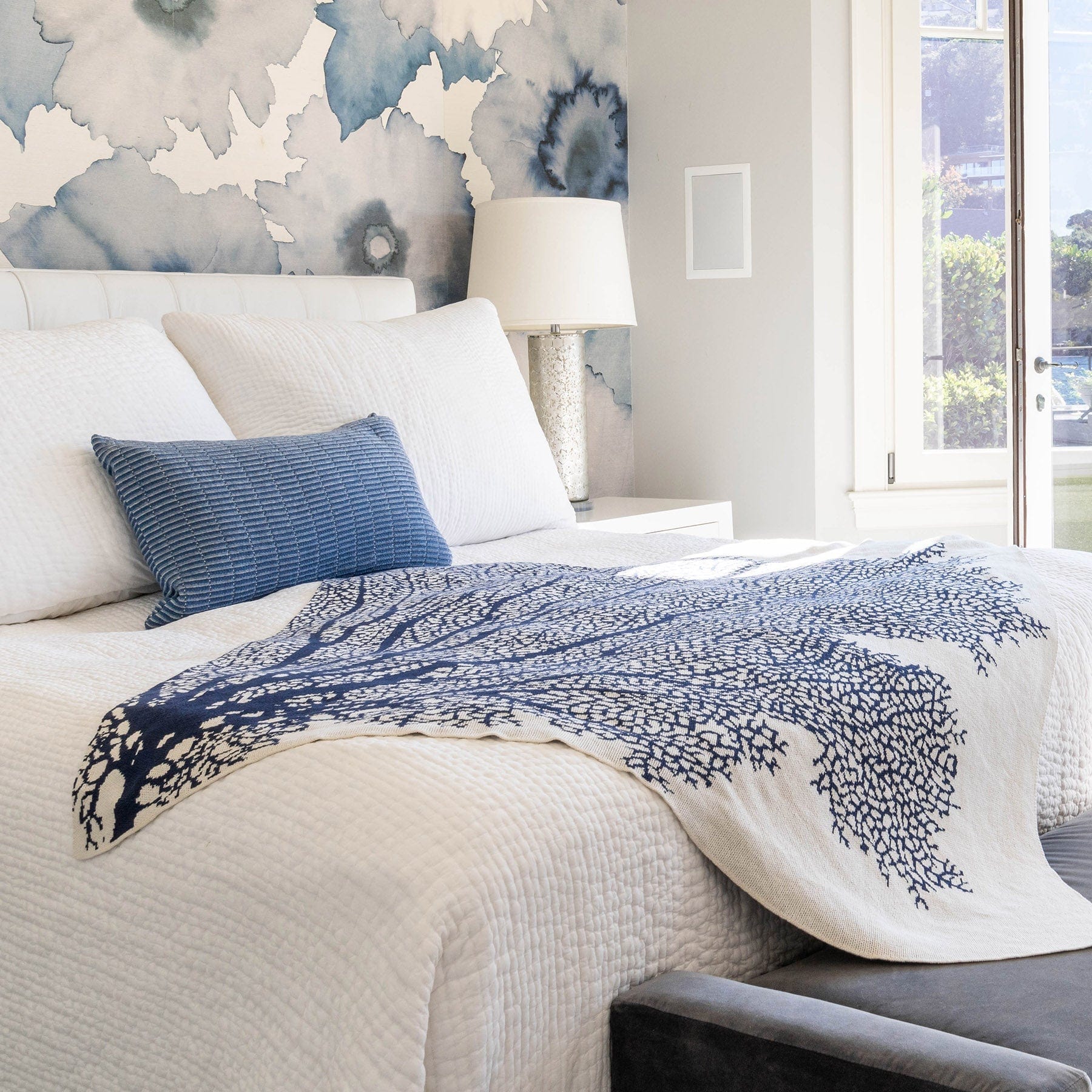 Cotton Sustainable Knit Throw Blanket - Coastal Fan Coral - Image 7