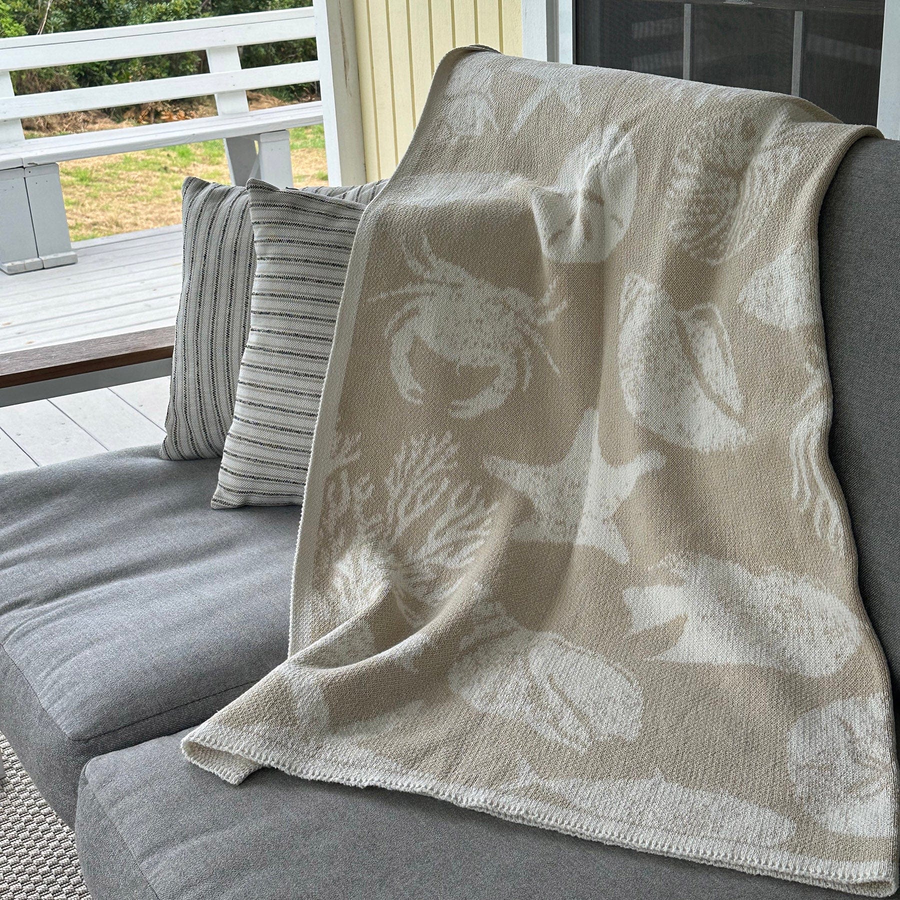 Coastal Throw Blanket Recycled Cotton - Sea Life - Image 7