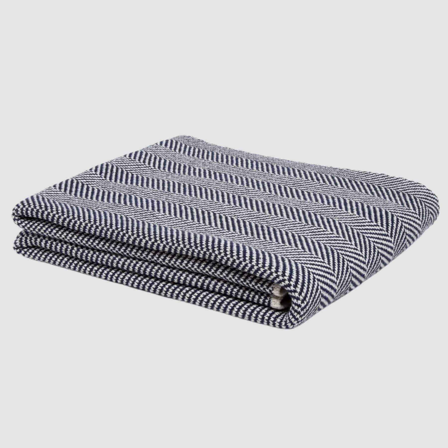 Cotton Sustainable Knit Throw Blanket - Herringbone - Image 7