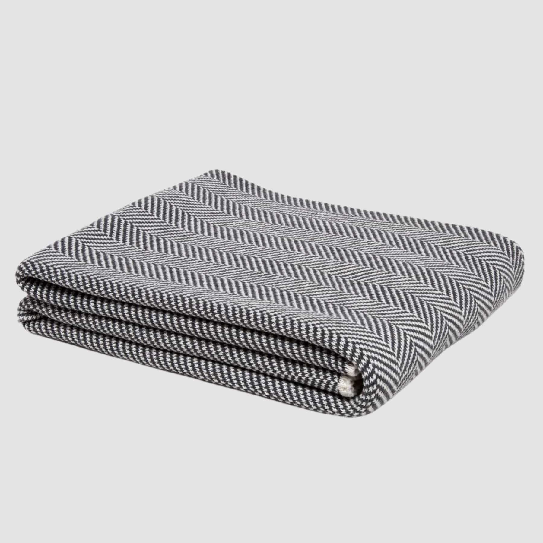 Cotton Sustainable Knit Throw Blanket - Herringbone - Image 8