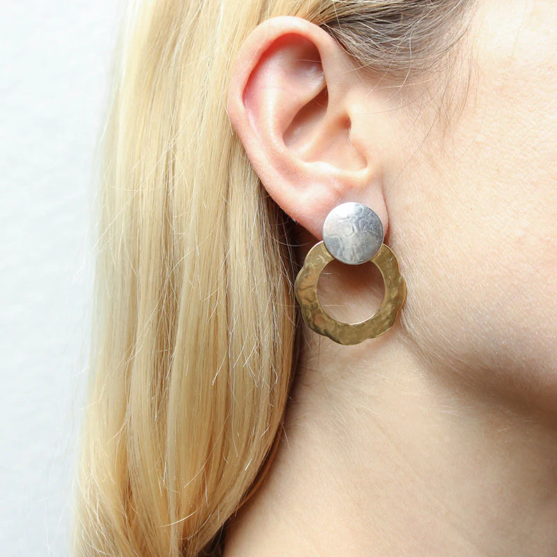 Disc with Petal Ring Clip or Post Earring - Image 2