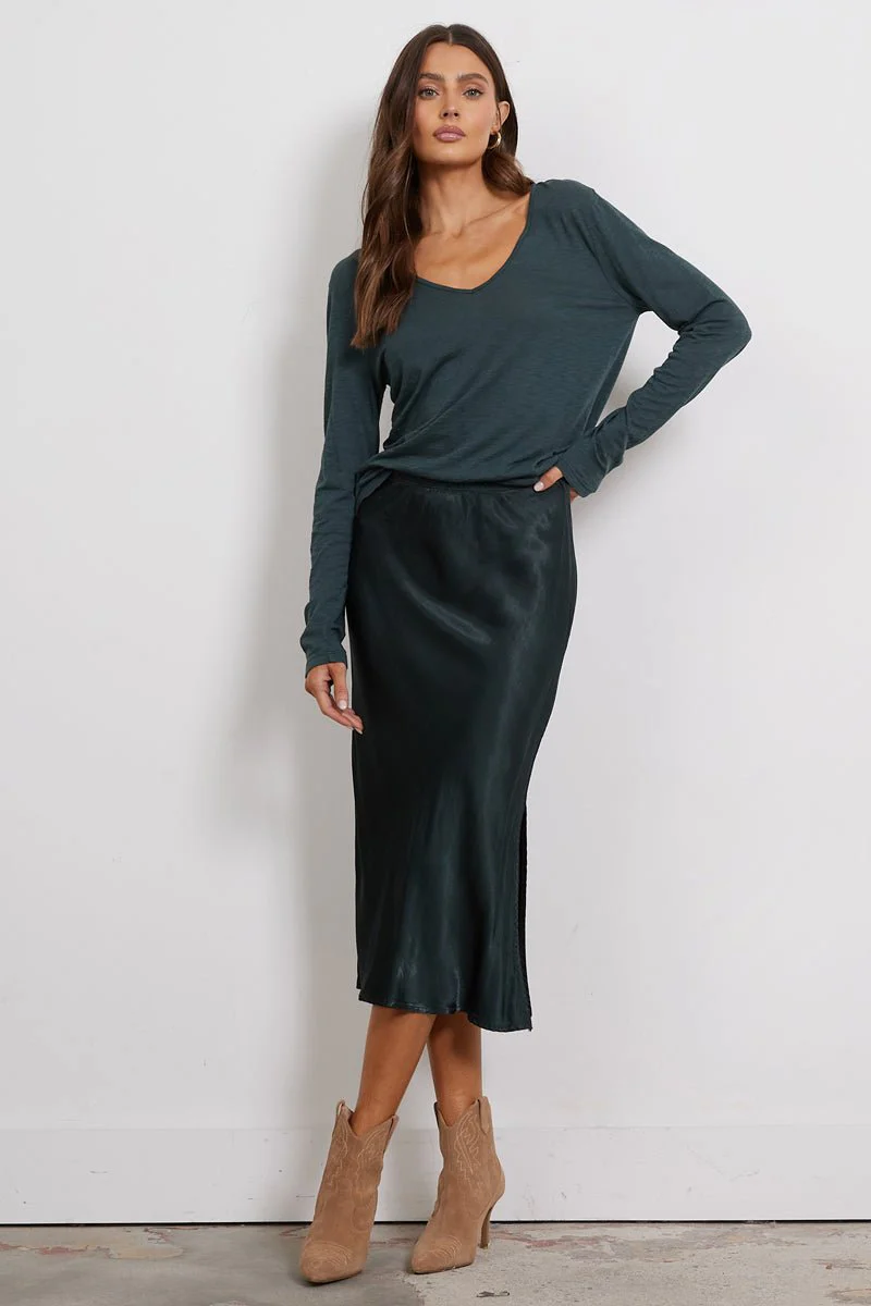 Dorit Silky Slip Skirt with Leg Slip - Image 13