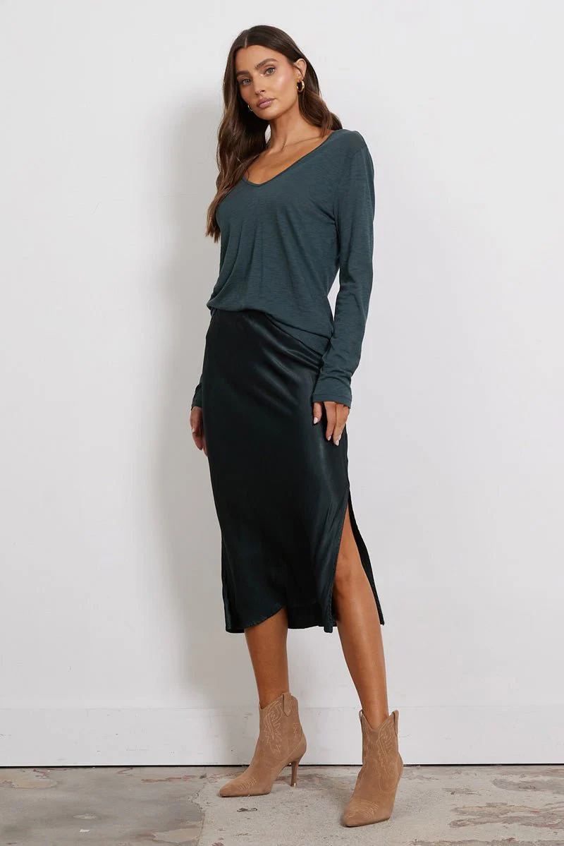 Dorit Silky Slip Skirt with Leg Slip - Image 14