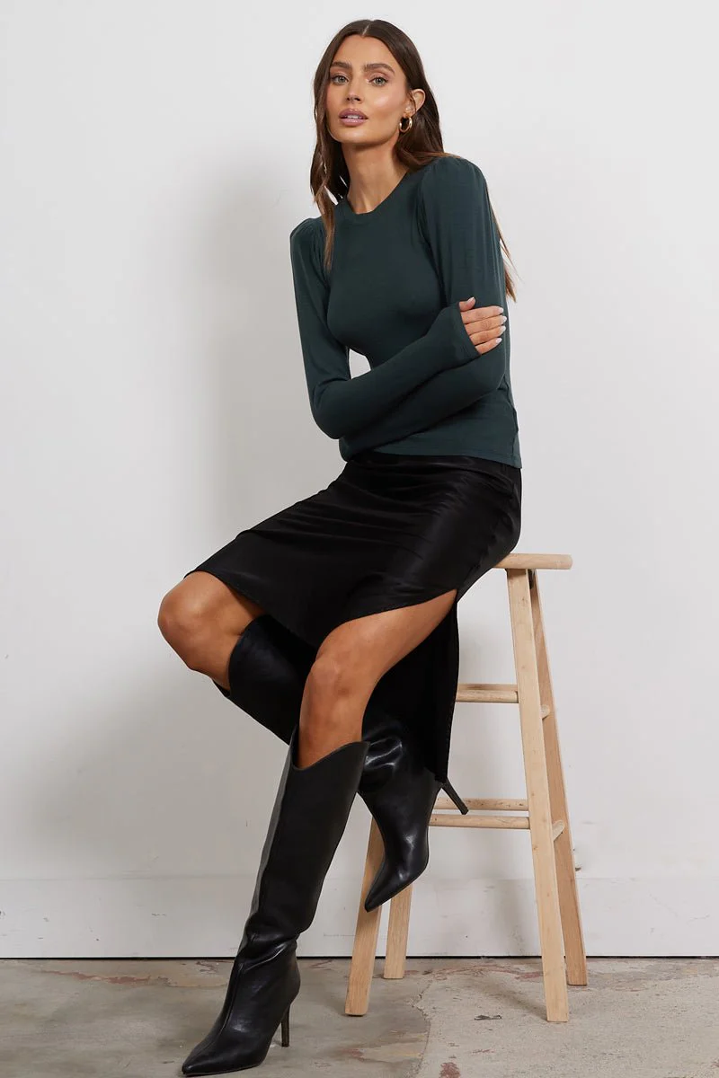 Dorit Silky Slip Skirt with Leg Slip - Image 4