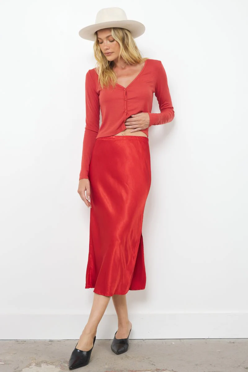 Dorit Silky Slip Skirt with Leg Slip - Image 9