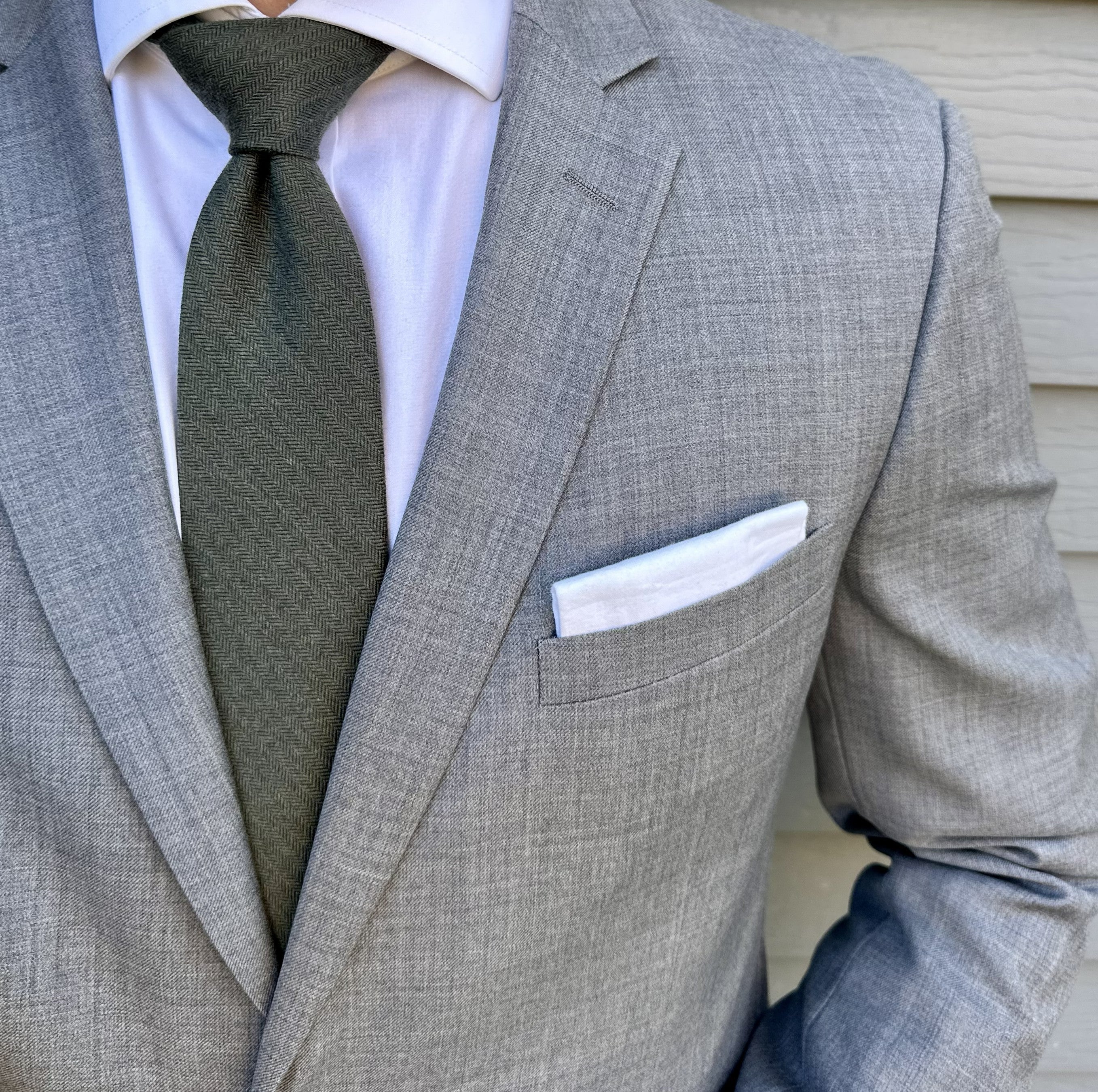 Dorsey Olive Herringbone Tie - Image 2