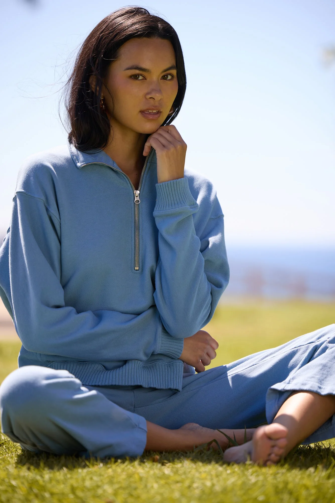 Half Zip Hoodie - Cotton French Terry