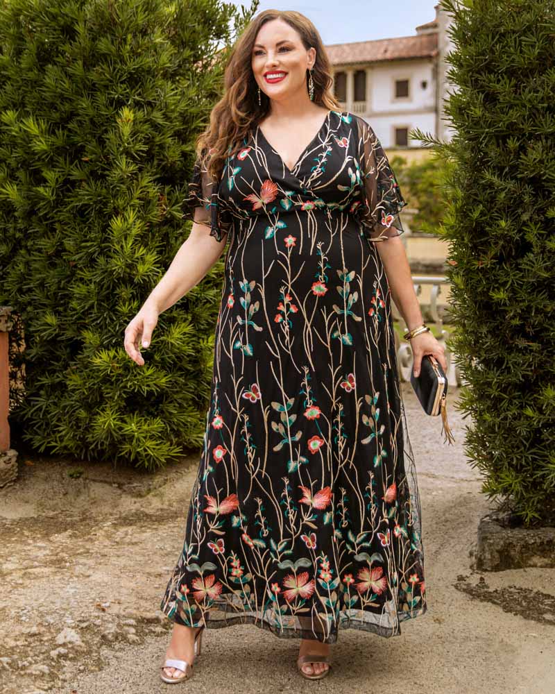 Plus Size Embroidered Elegance Evening Gown - Image 11