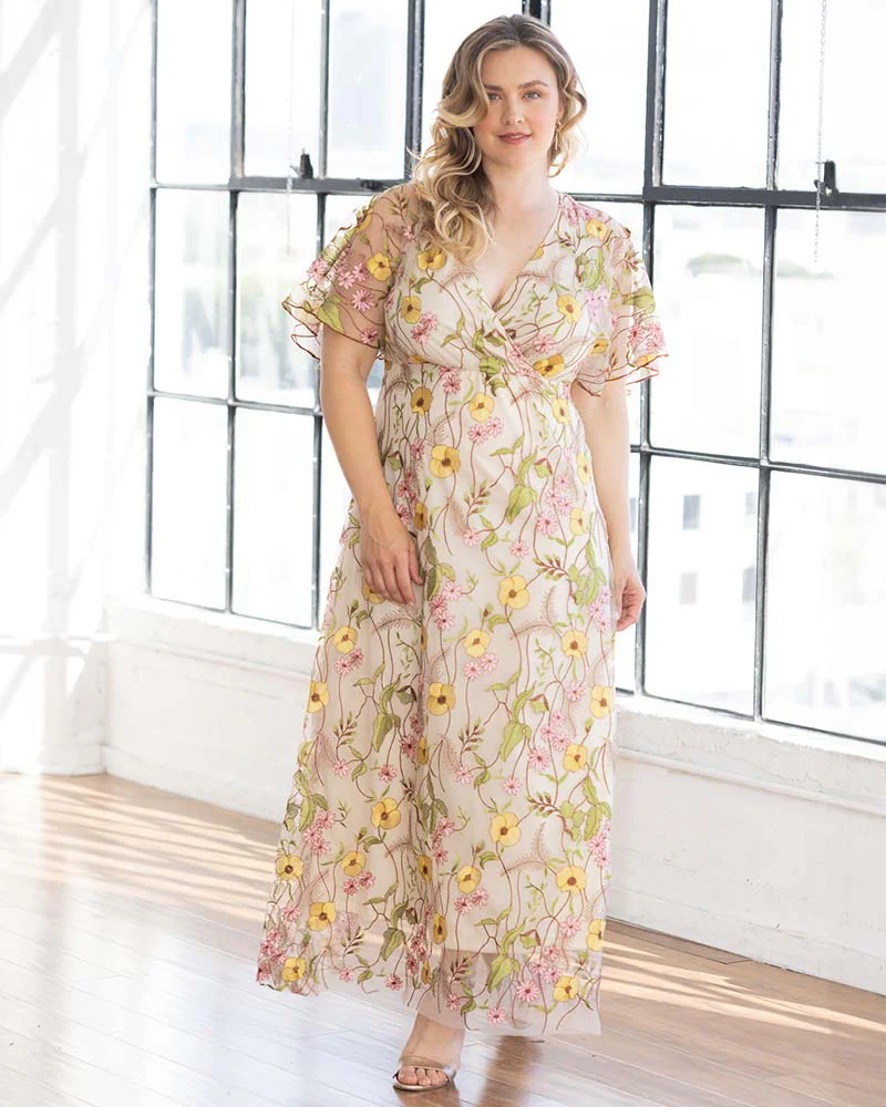 Plus Size Embroidered Elegance Evening Gown - Image 26