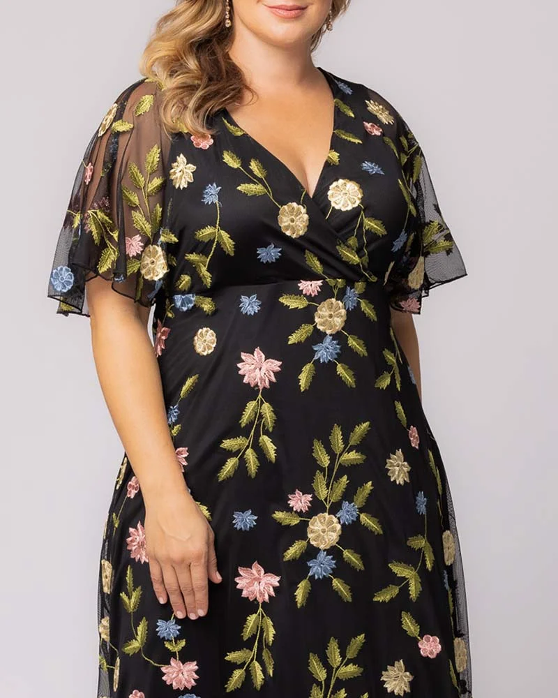 Plus Size Embroidered Elegance Evening Gown - Image 39