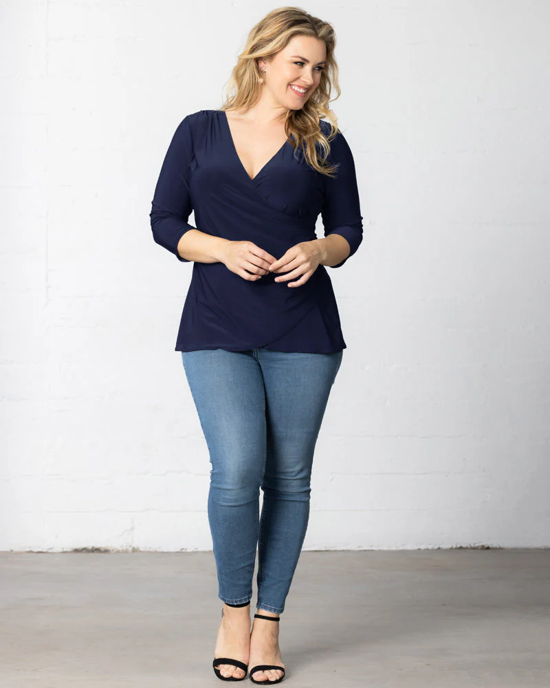 Plus Size Femme Fatale Faux Wrap Top - Image 27