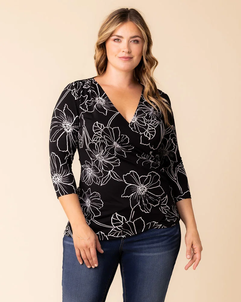 Plus Size Femme Fatale Faux Wrap Top - Image 33
