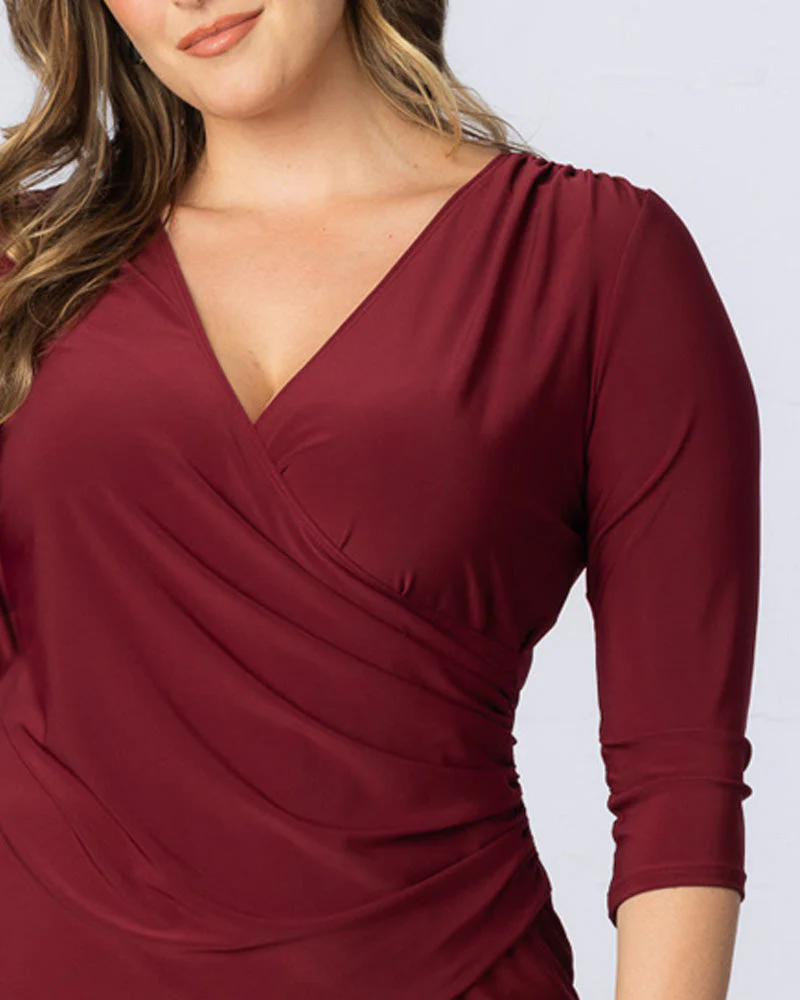 Plus Size Femme Fatale Faux Wrap Top - Image 4