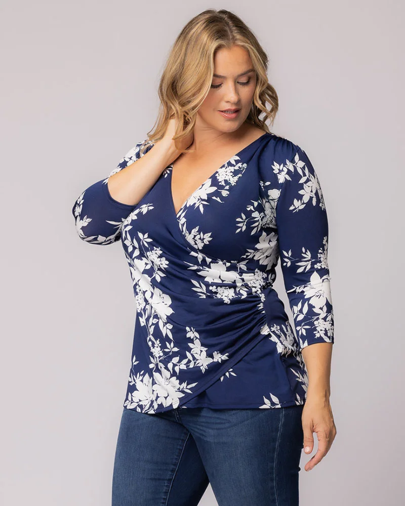 Plus Size Femme Fatale Faux Wrap Top - Image 40