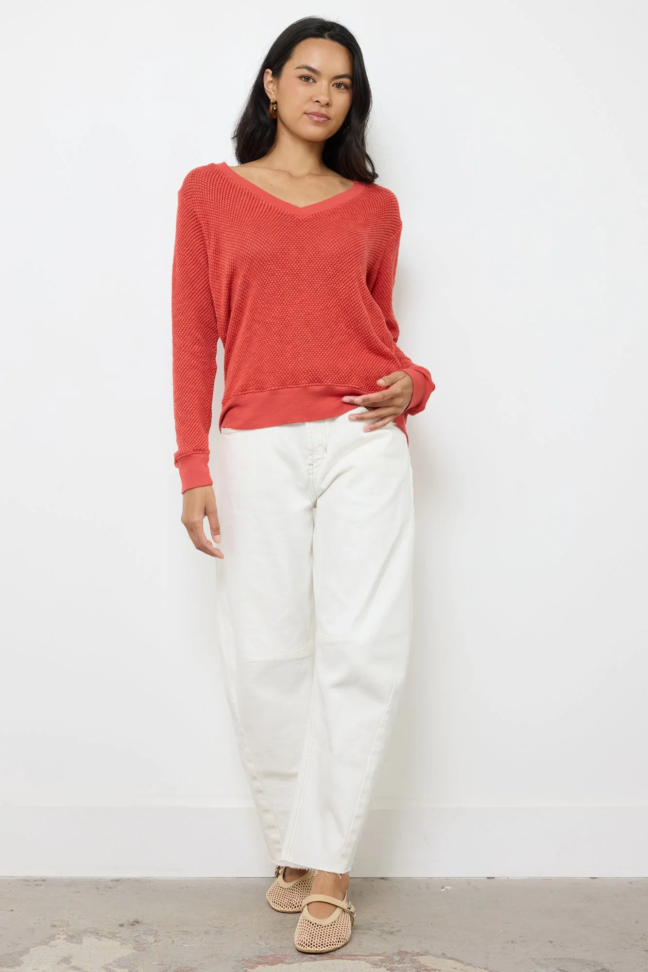 Gabrielle V Neck Mesh Pullover - Image 4