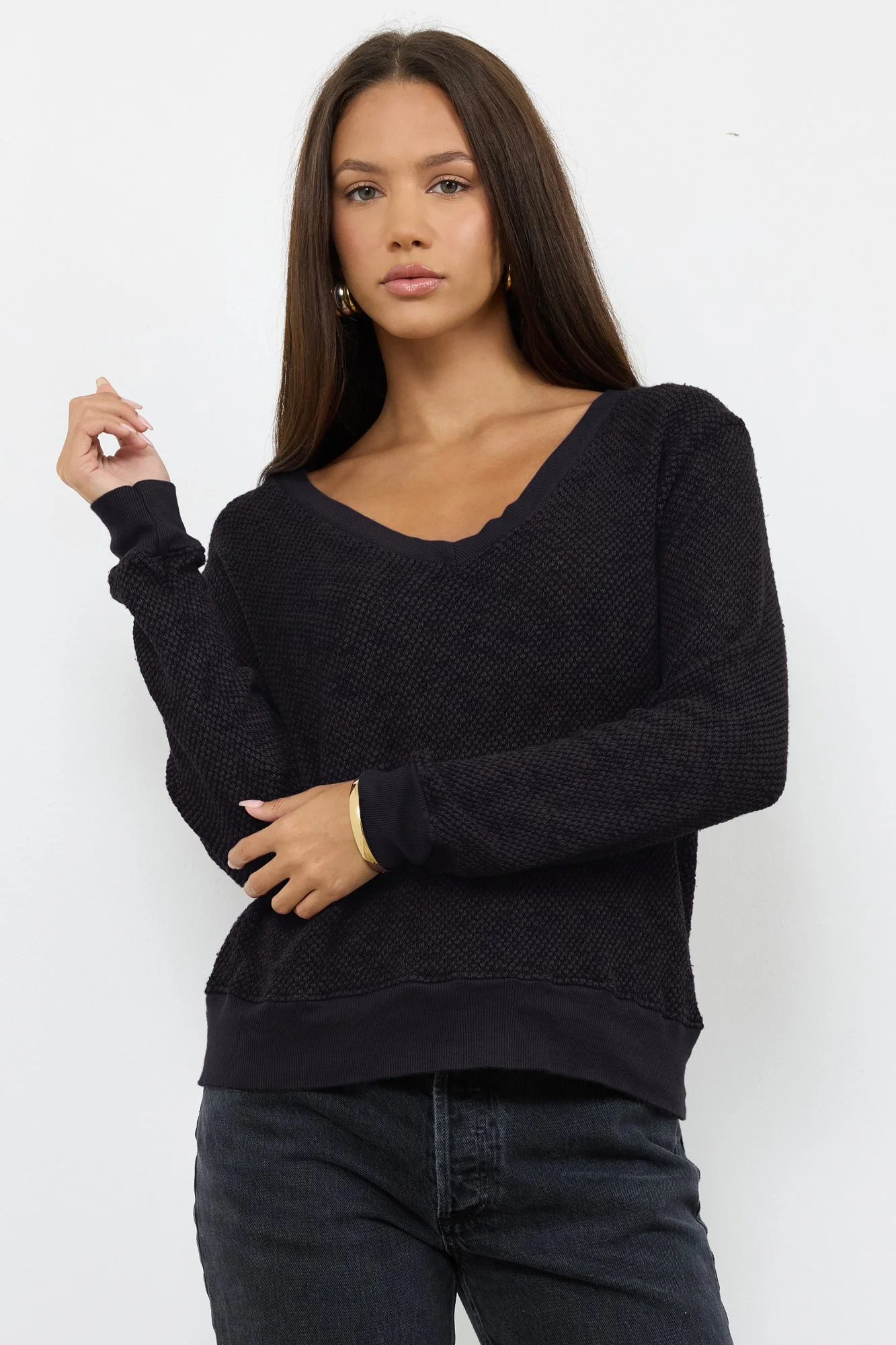 Gabrielle V Neck Mesh Pullover - Image 5