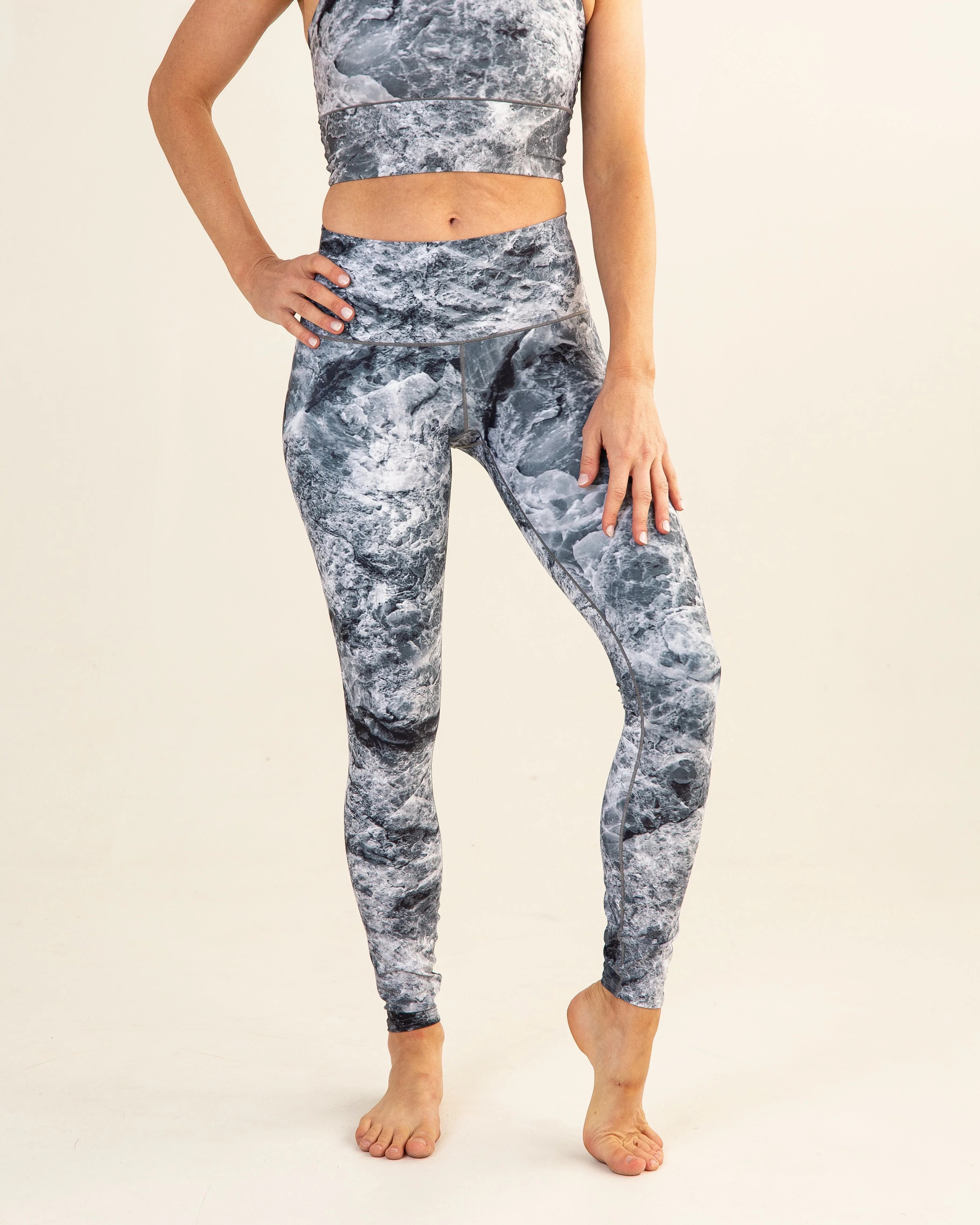 Eco-Friendly Grey Marble Yoga Pants - Image 2