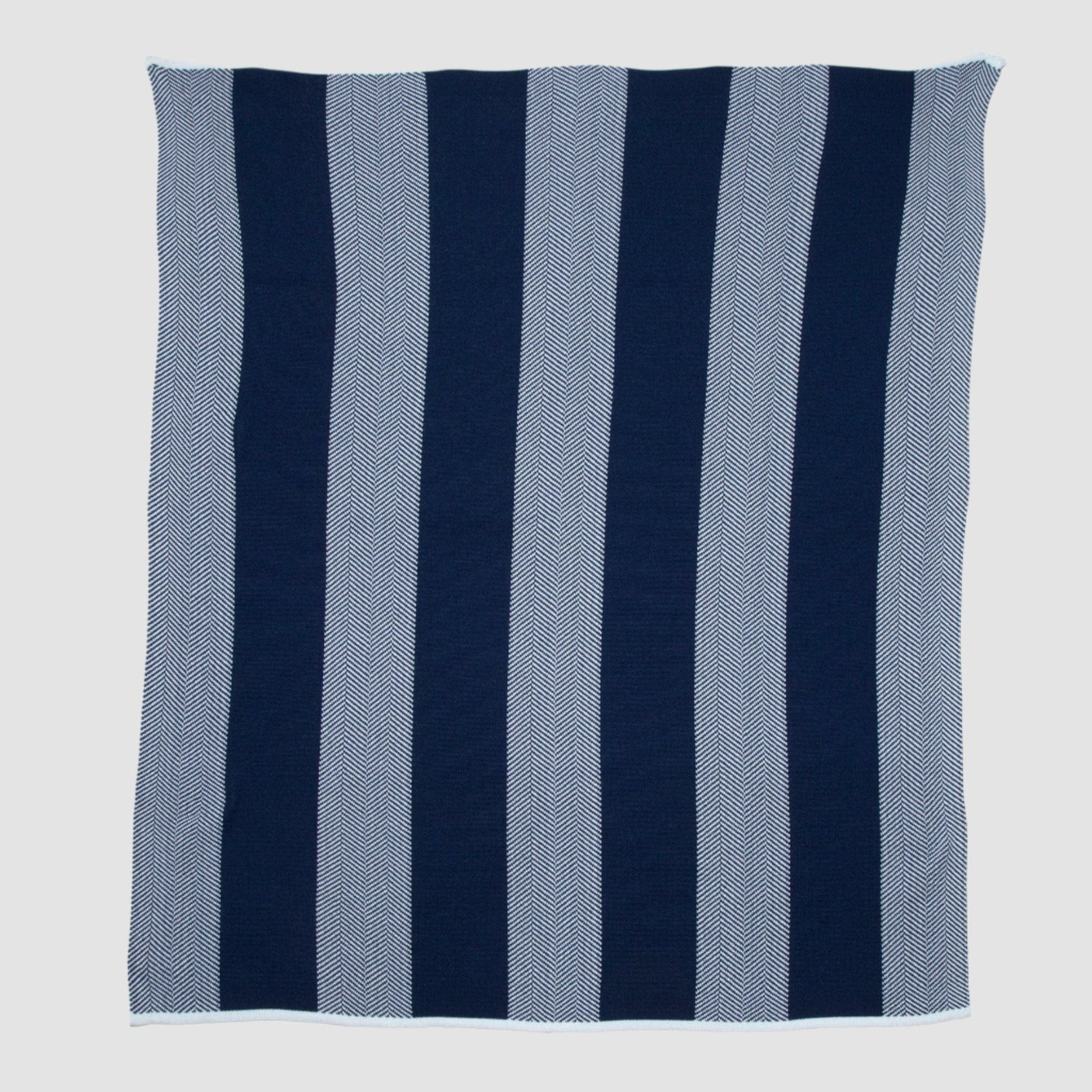 Indoor Outdoor Sustainable Knit Throw Blanket - Poly Herringbone Stripe - Image 5