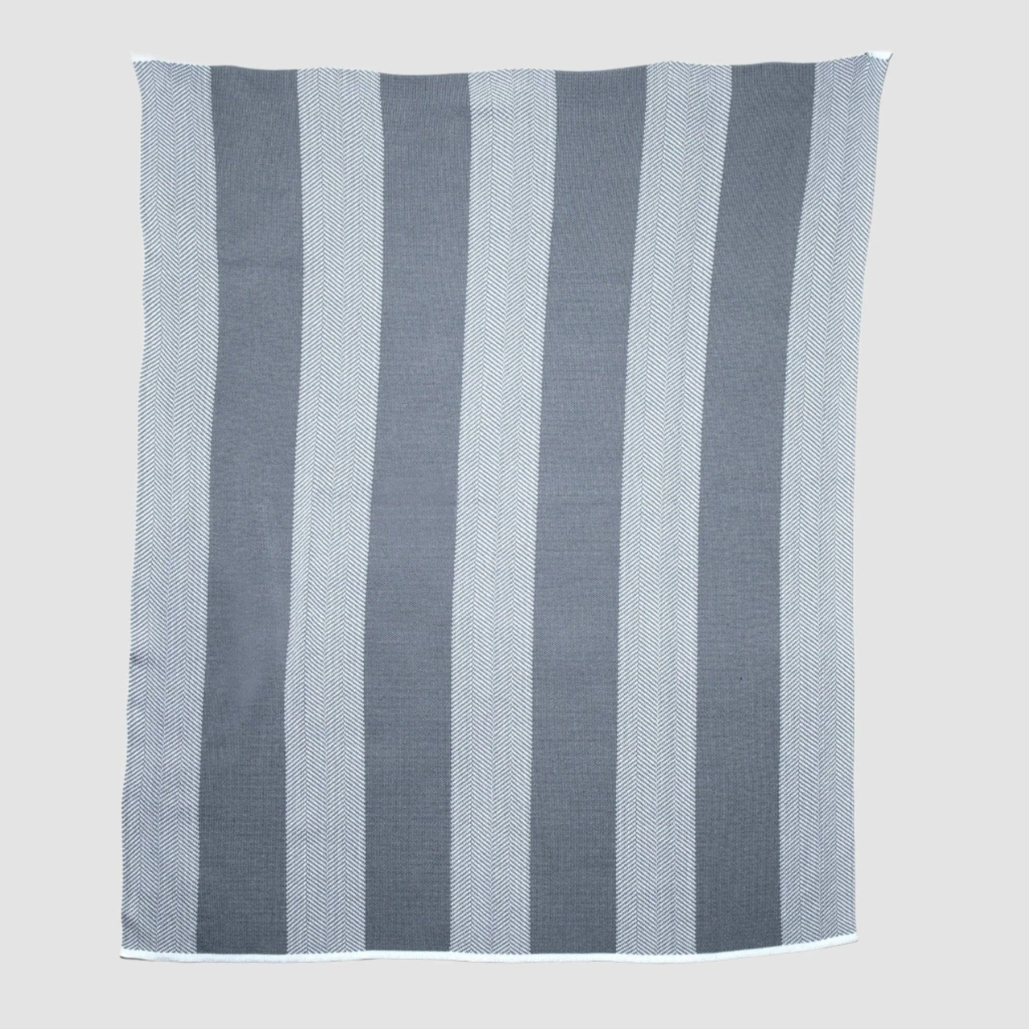 Indoor Outdoor Sustainable Knit Throw Blanket - Poly Herringbone Stripe - Image 6