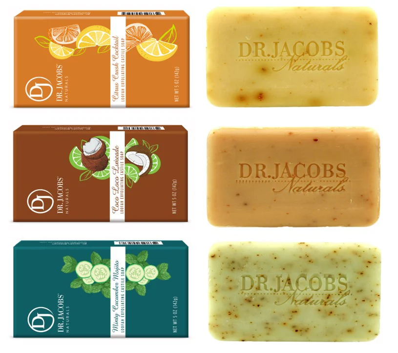 Exfoliating Castile Bar Soap Set - 3 Pack, 5oz Each