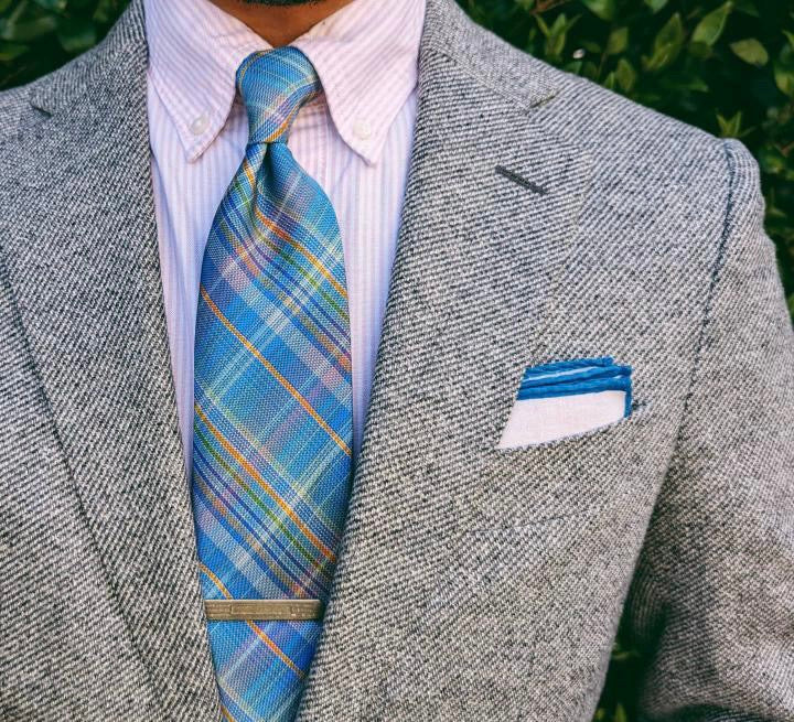 Handmade Lawton Teal Plaid Tie - Silk - Image 2
