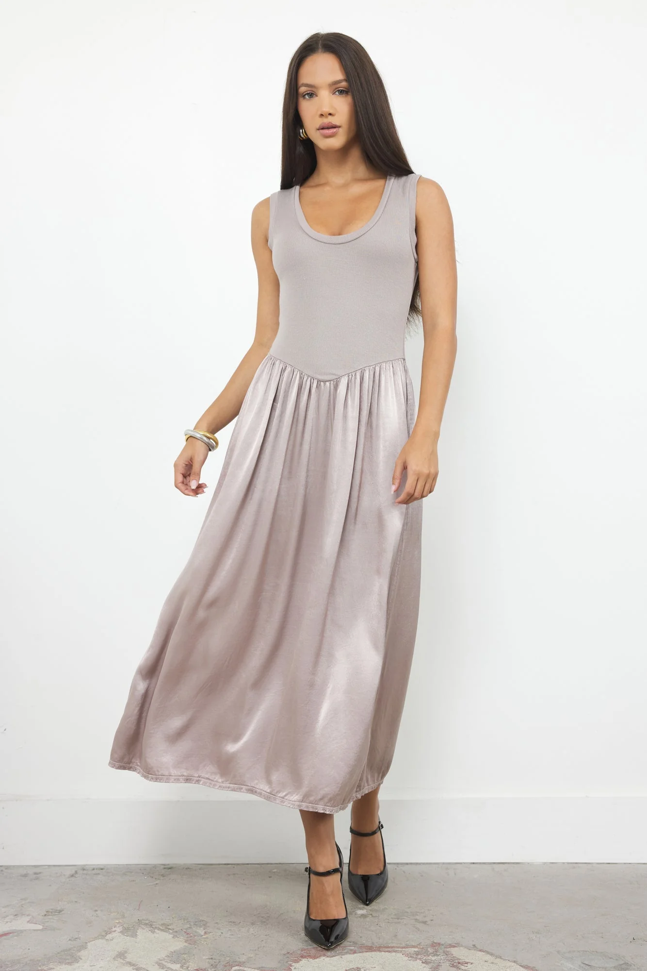Oliver Silky Tank Dress Ribbed Bodice - Image 6