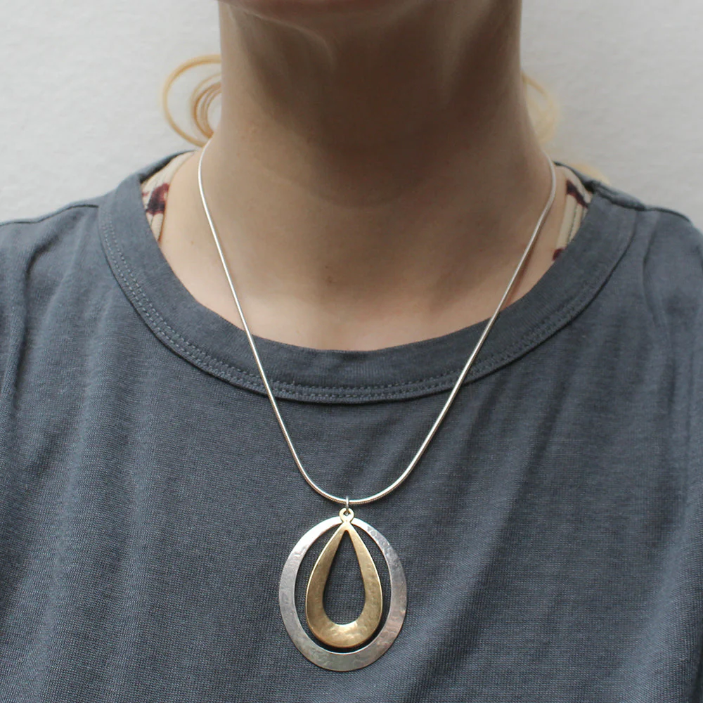 Oval with Back to Back Open Teardrops Necklace - Image 2