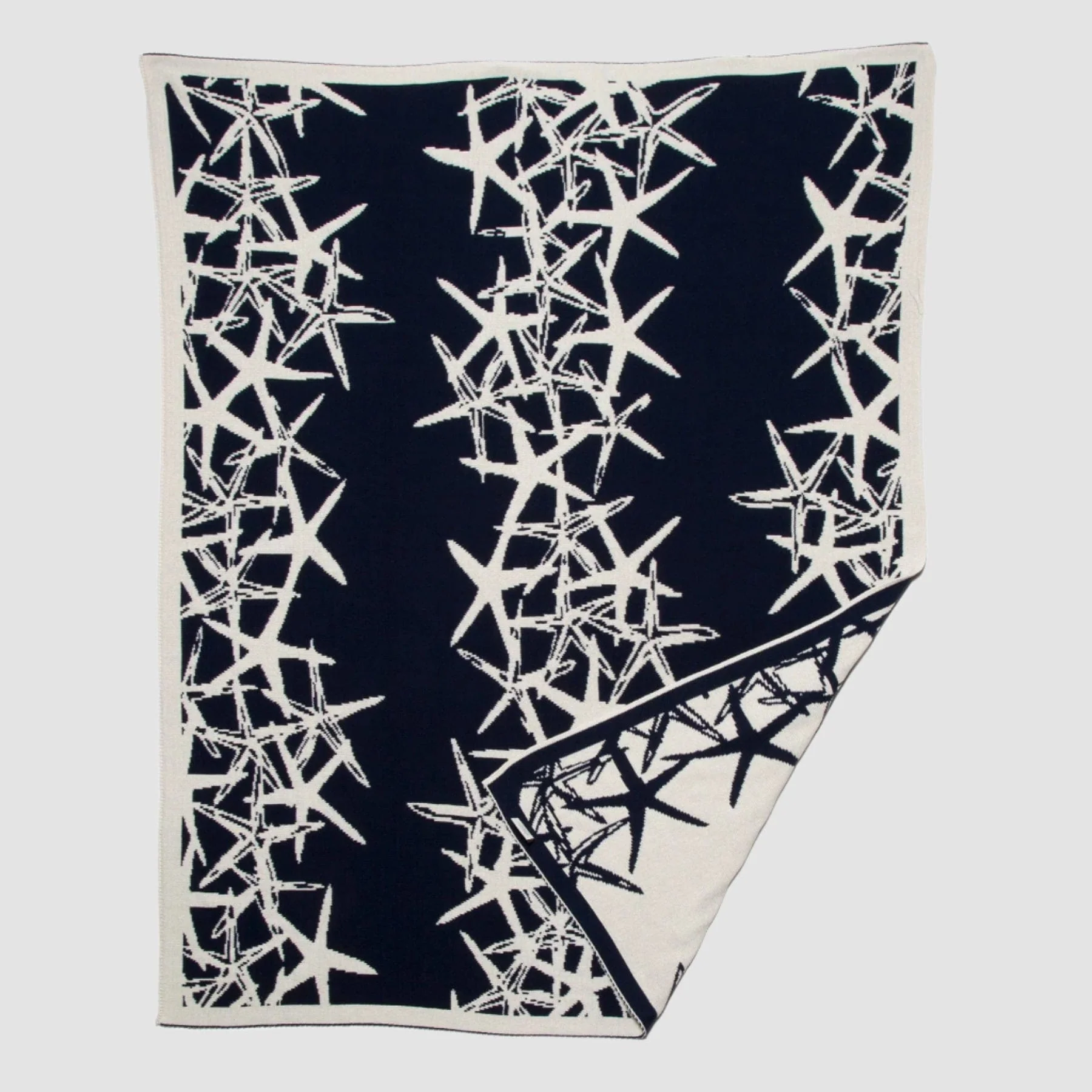 Reversible Sustainable Coastal Knit Throw Blanket - Tumbling Starfish - Image 2