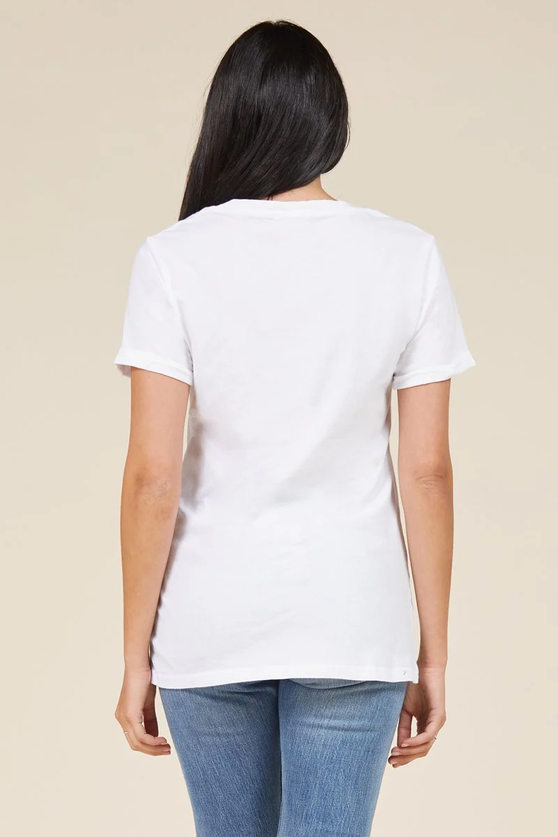 Rolled Sleeve Staple Vee Cotton T-Shirt - Image 4