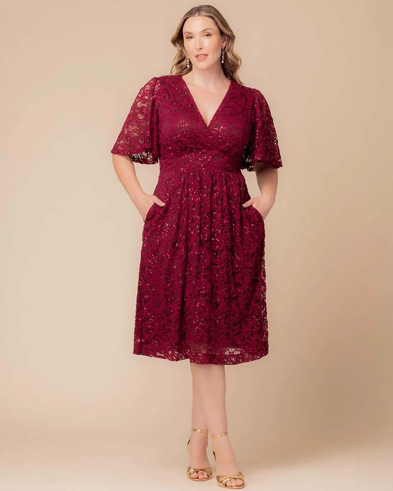 Plus Size Starry Sequined Lace Cocktail Dress - Image 22