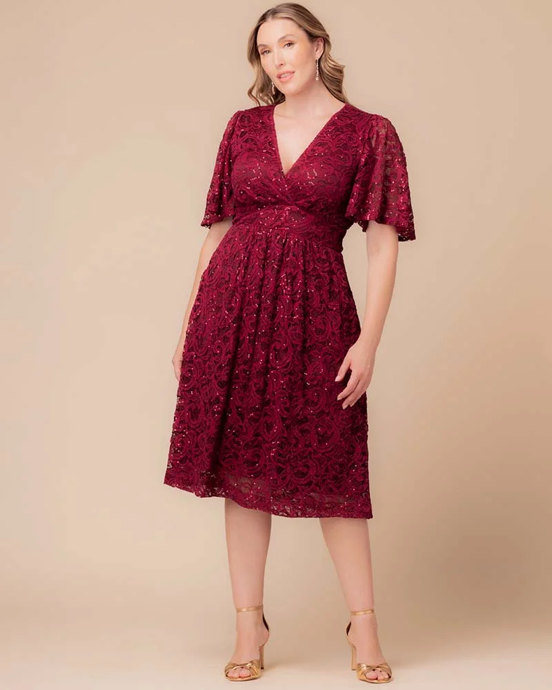 Plus Size Starry Sequined Lace Cocktail Dress - Image 23