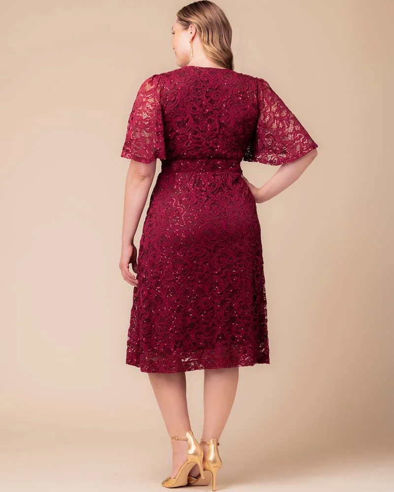 Plus Size Starry Sequined Lace Cocktail Dress - Image 25