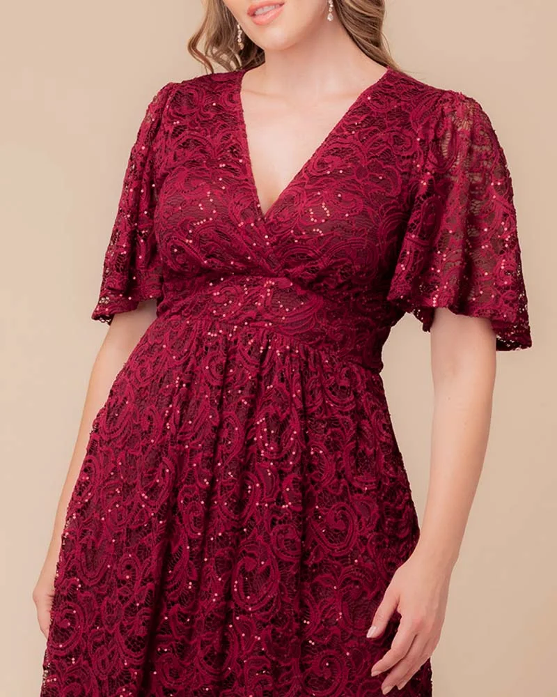 Plus Size Starry Sequined Lace Cocktail Dress - Image 26