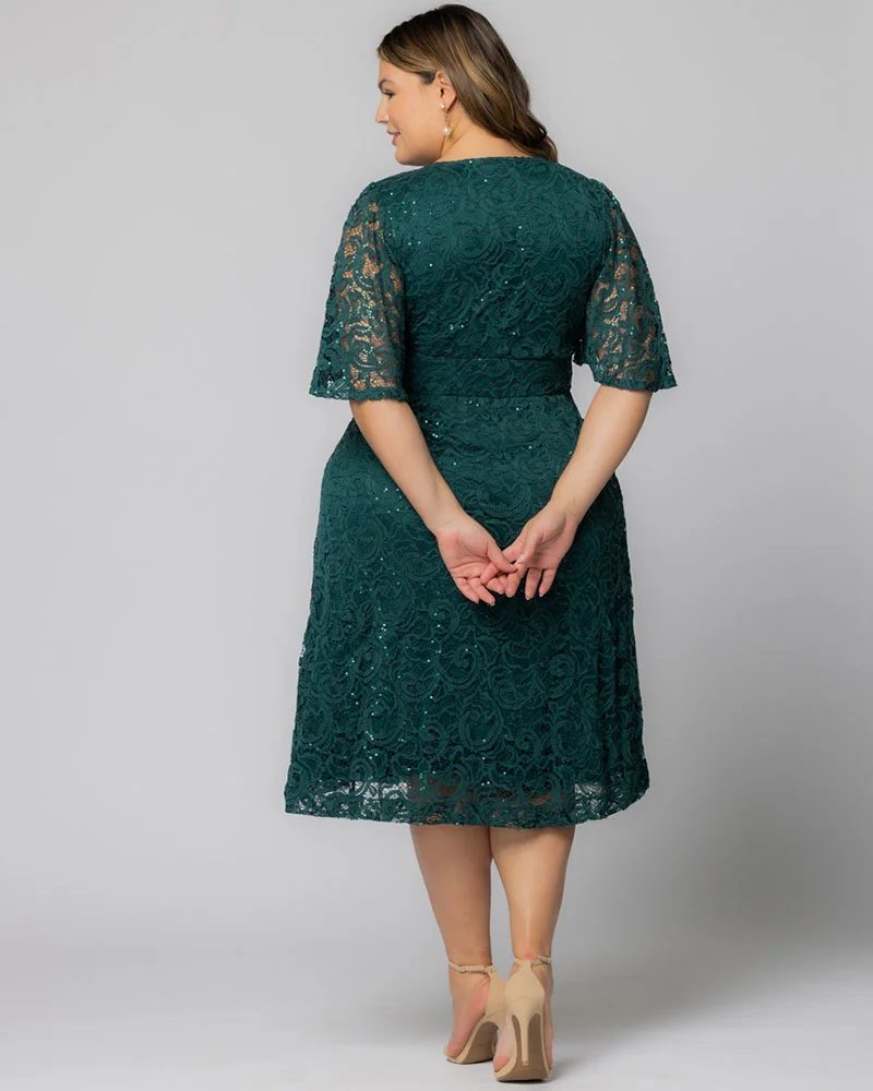 Plus Size Starry Sequined Lace Cocktail Dress - Image 38
