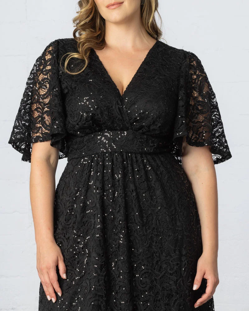 Plus Size Starry Sequined Lace Cocktail Dress - Image 7