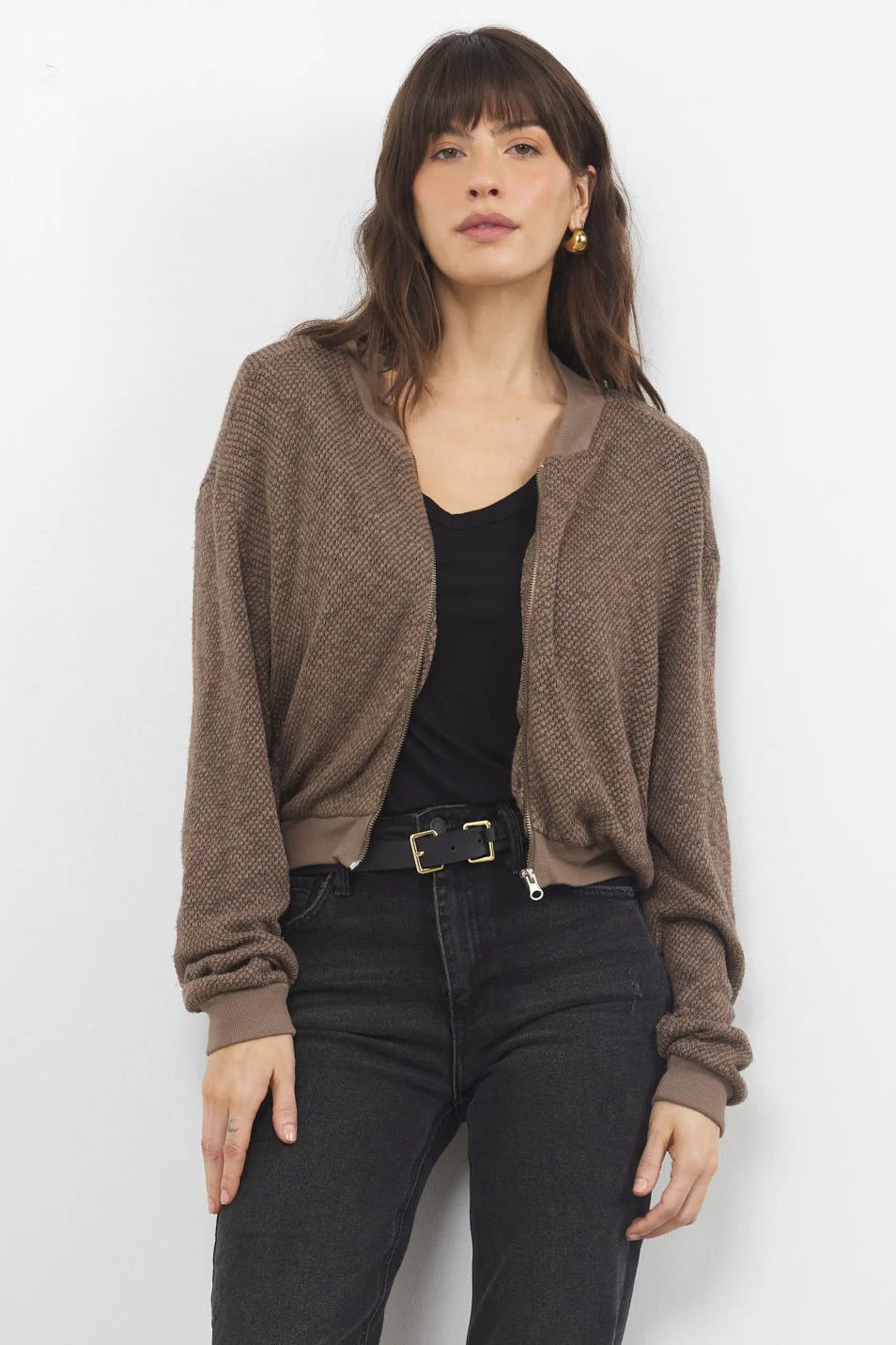 Bomber Jacket Eighties Mesh Sweater Jacket - Sand Washed - Image 11
