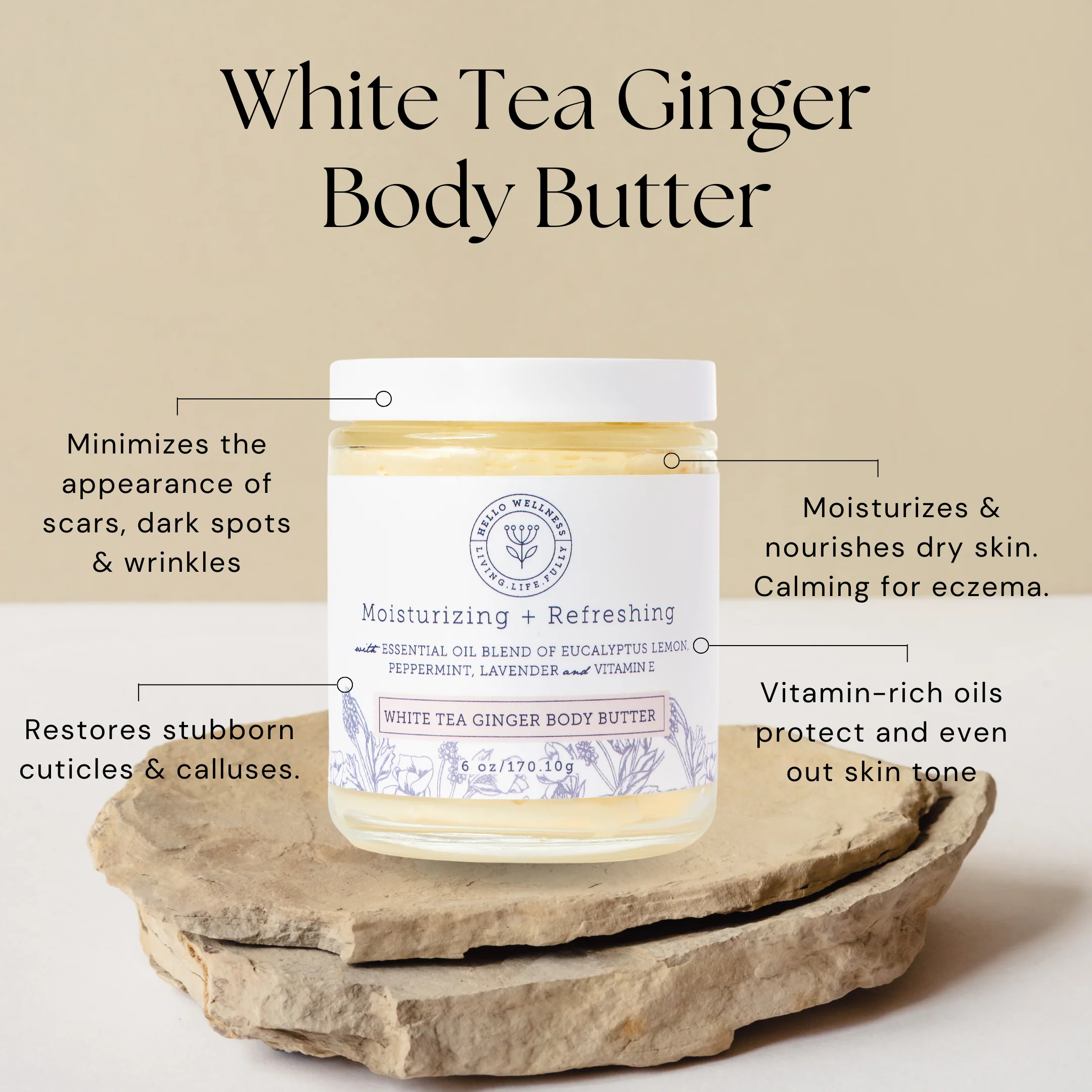 White Tea Ginger Body Butter - Luxurious Moisturizing 3 Oz - Image 4