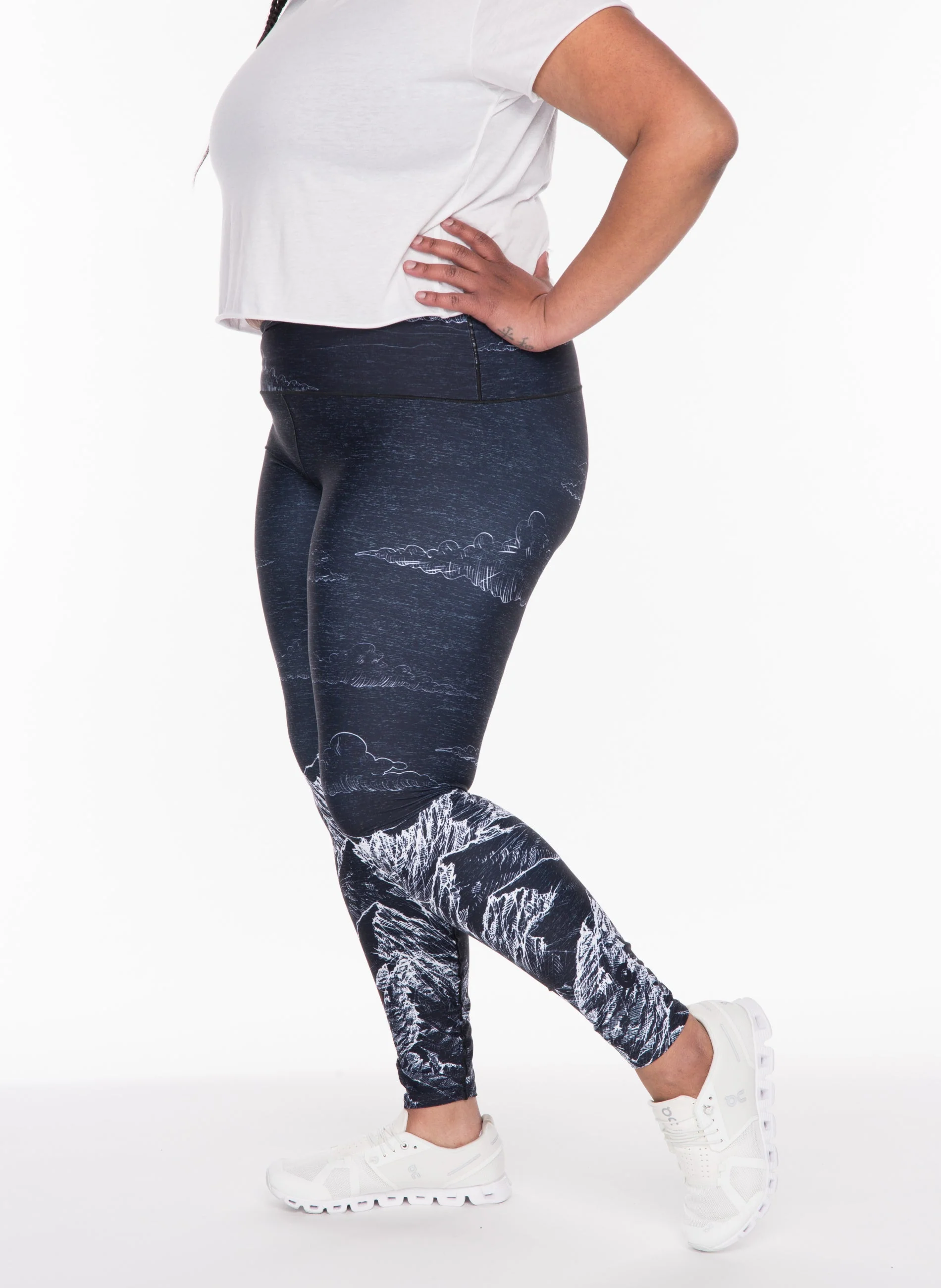 Eco-Friendly Mountain Sketch Yoga Pants - Image 3